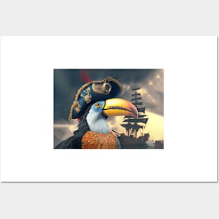 Toucan Bird Pirate Captain Posters and Art